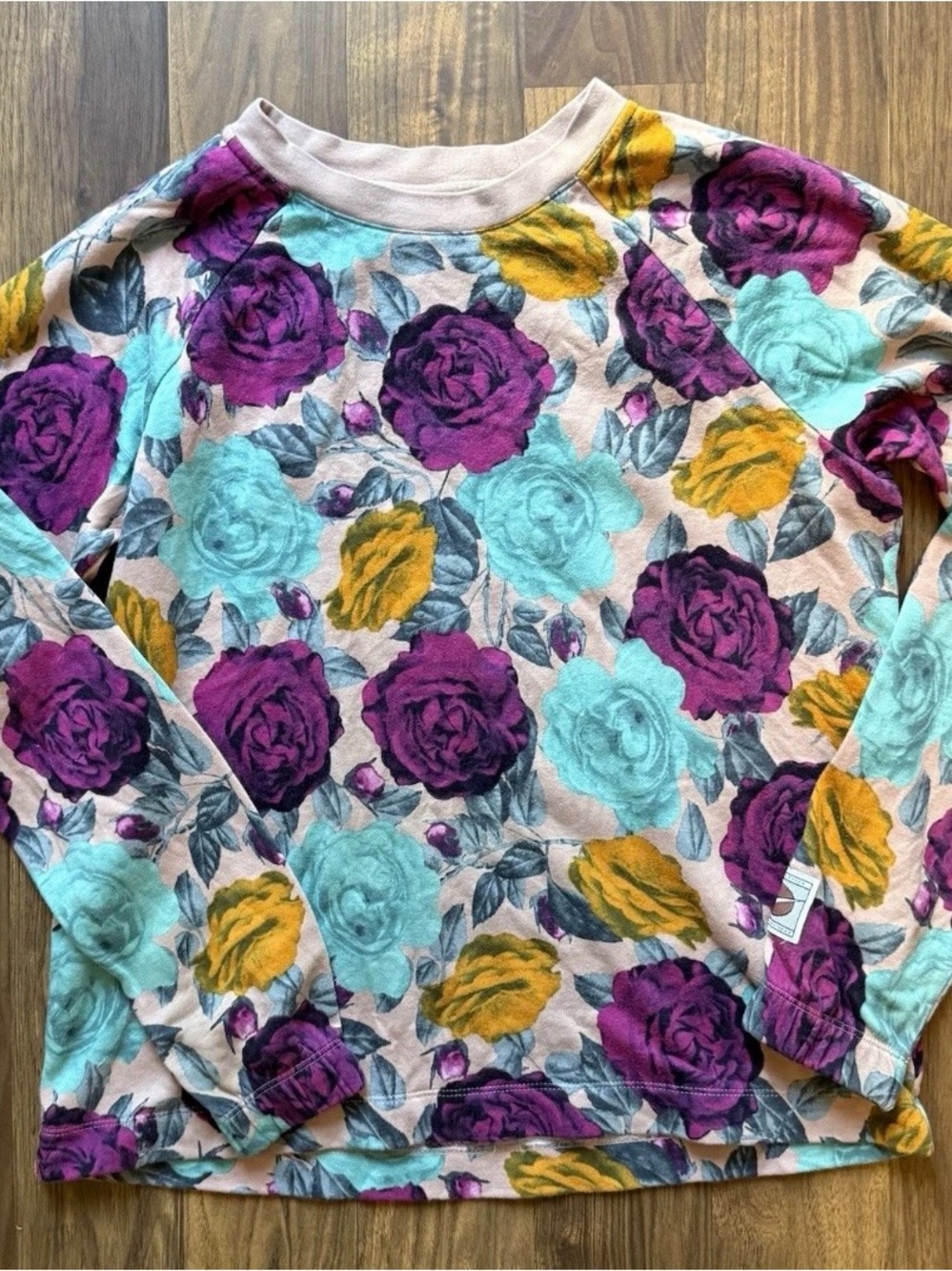 Nike Womens Sportswear Floral Crewneck Pullover Sweatshirt Top Rose Size Small